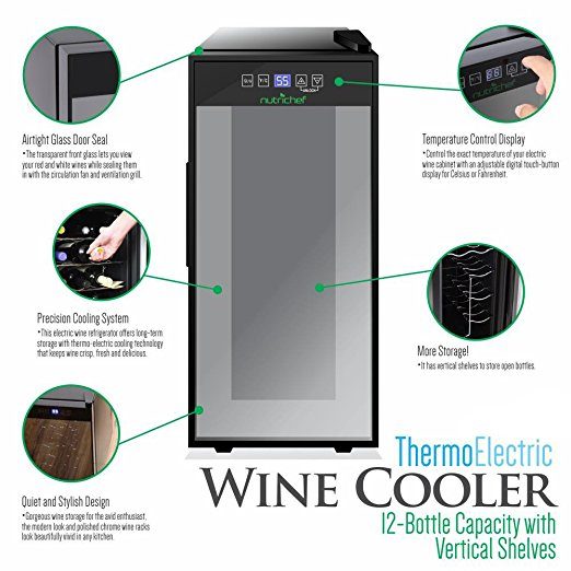 Nutrichef 12 Bottle Wine Cooler